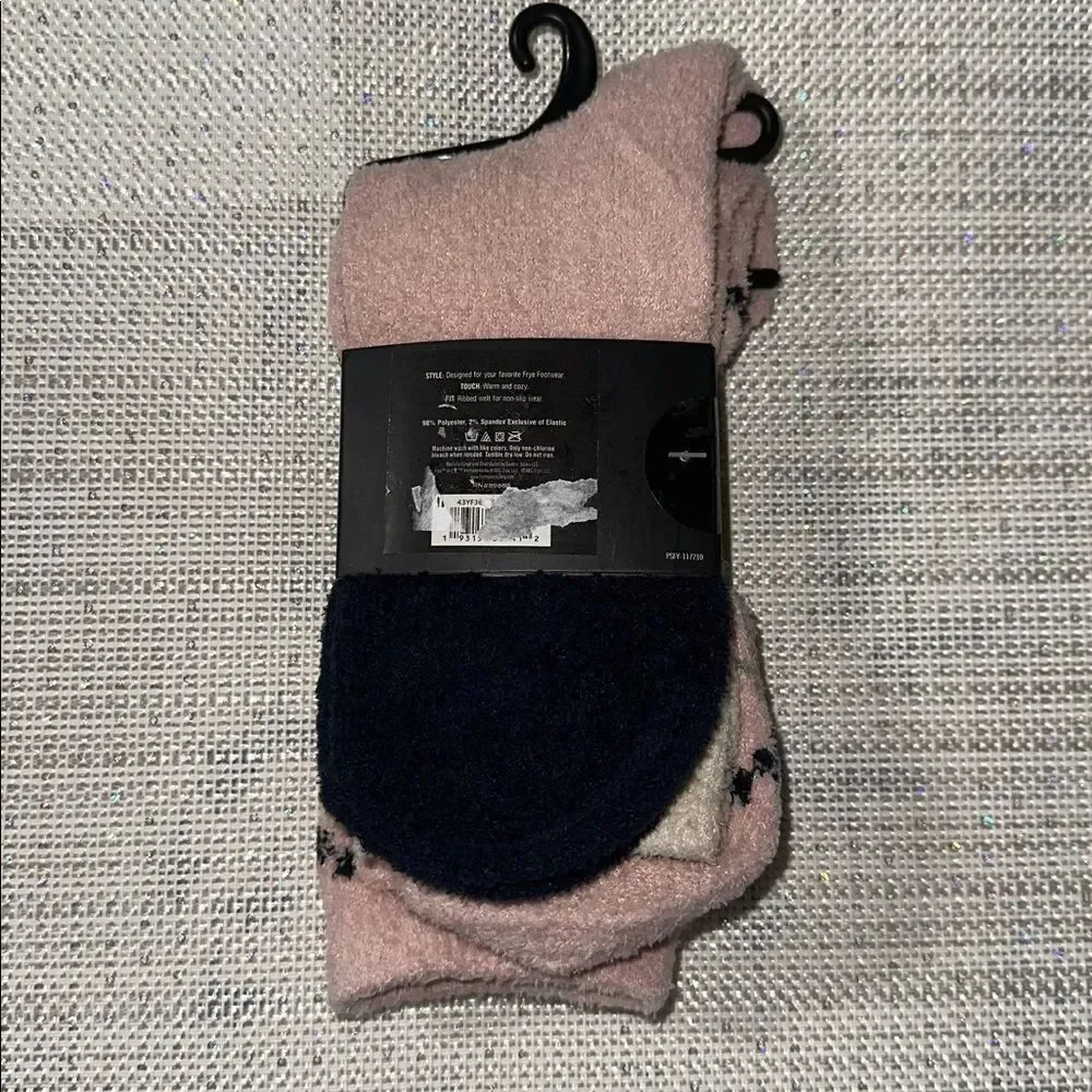 FRYE 2 Pk Pink Navy Ivory Super Soft Everyday Boot Socks